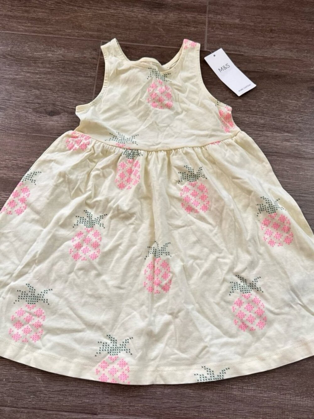 M&S Girls Pineapple Print Cotton Dress 4-5Y Summer